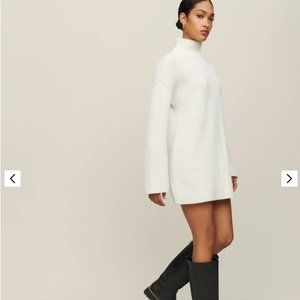 Reformation Zucca Regenerative Wool Sweater Dress - Arctic Cream XL
